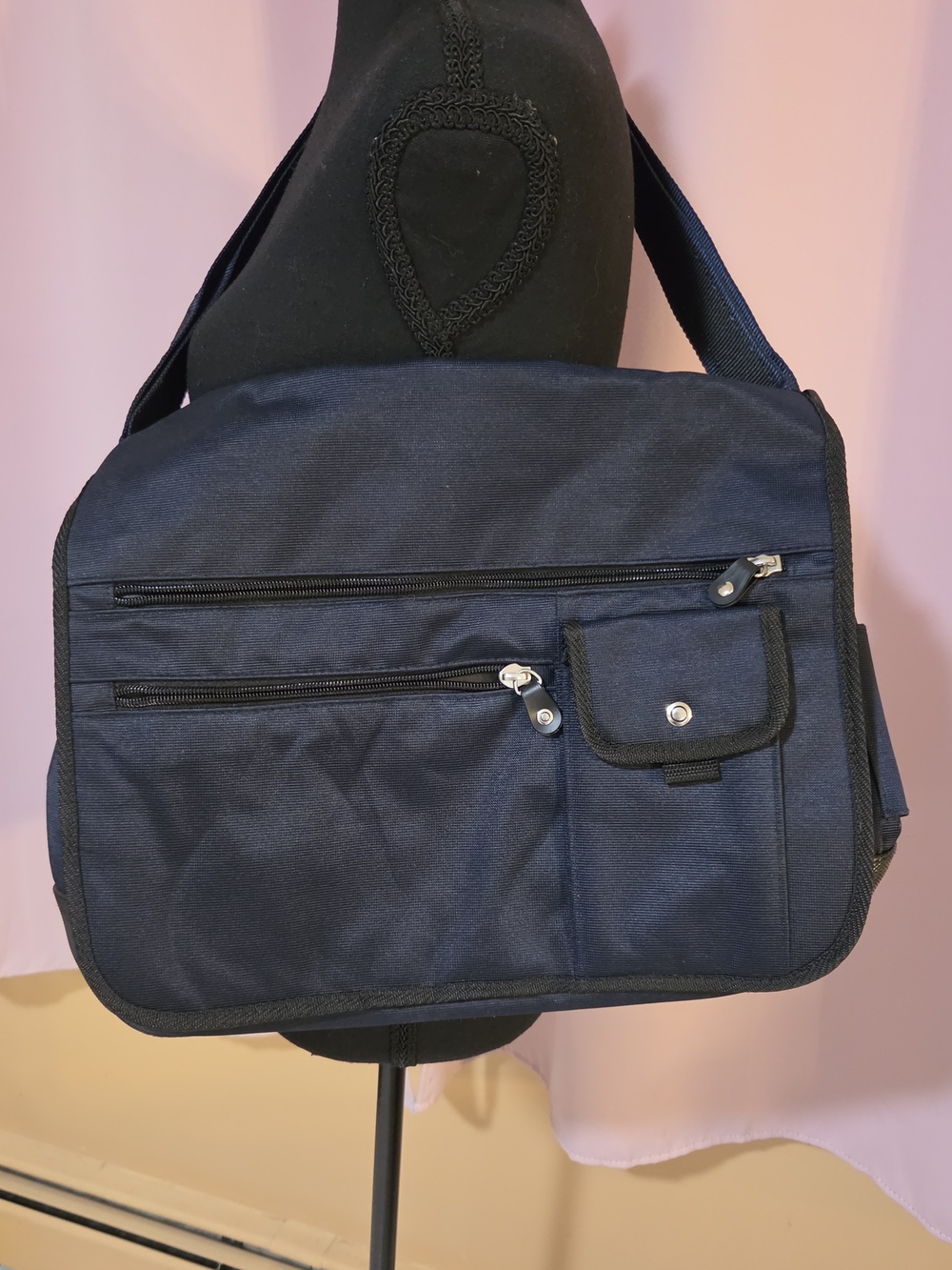 Unisex Navy Crossbody Messenger Laptop Bag - Durable Everyday Carry